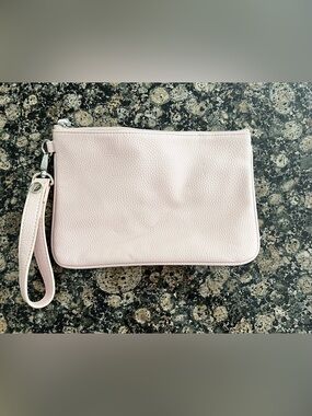 Soft Blush Pebbled‎ Wristlet Clutch with Removable Strap